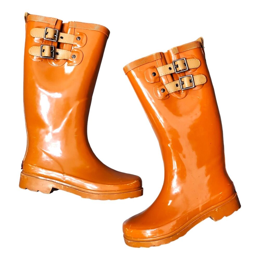 CHOOKA Boots Womens Size 6 Spice Orange Rain Rubber TOP SOLID Waterproof 1011346